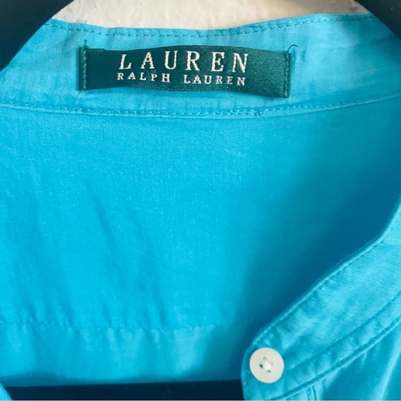 Lauren Ralph Lauren woman button down top size large blue coastal airy light - Picture 10 of 11